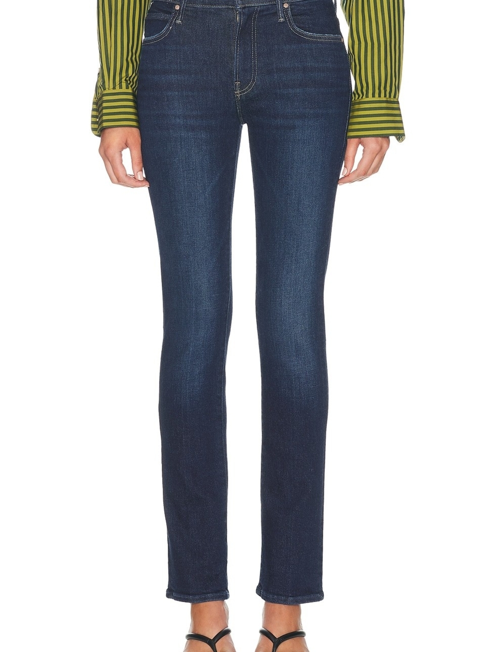 MOTHER The Rascal straight-leg jeans in the "Coffee, Tea, or Me?" Color.